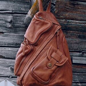 We The Free Brown Shoulder Bag Soft Leather Casual Style